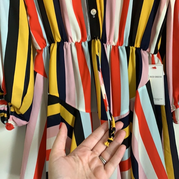 “What They Say” Gold Multi Stripe Dress - Picture 4 of 11